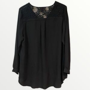 Vince Camuto High Low Long Sleeve Black Blouse L